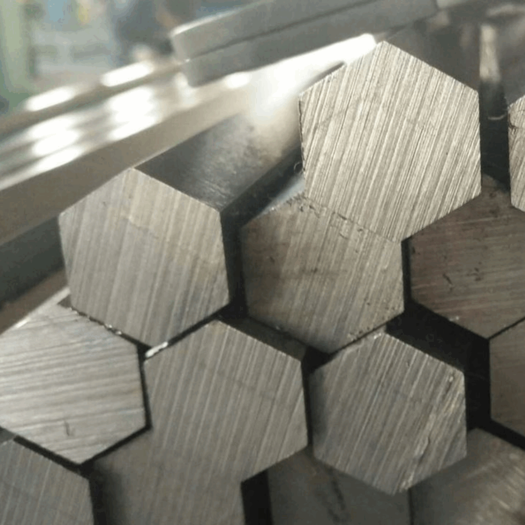 EN8 cold drawn bright hexagonal bars in A/F sizes from 12.7mm to 65mm for precision engineering use