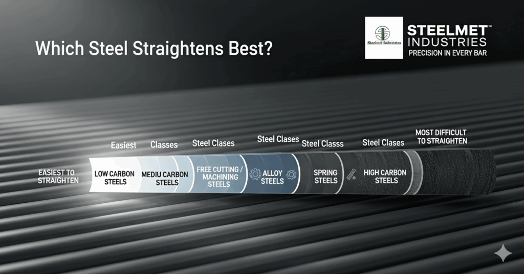Straightening ability of cold drawn bright bars compared across different steel grades